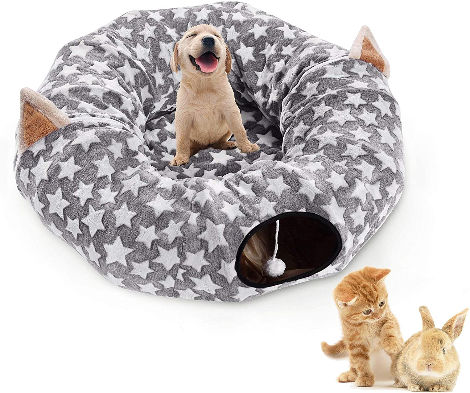 🌟 Treat your fur babies to the ultimate playtime paradise! 🐾✨ Check out the LUCKITTY Large Cat Tunnel Bed - plush, cozy, and oh-so-fun with fluffy toy balls and a comfy cushion! Perfect for cats and small dogs! 🐱🐶💖 #CatLovers #PetParadise