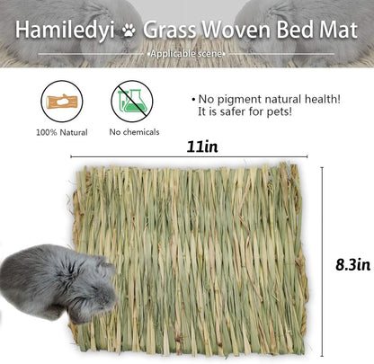 "🐰🌿 Cozy Grass Mat for Your Furry Friends! Perfect Chew Toy & Bed for Rabbits, Guinea Pigs, Chinchillas, Hamsters, and More! 🐹💕"