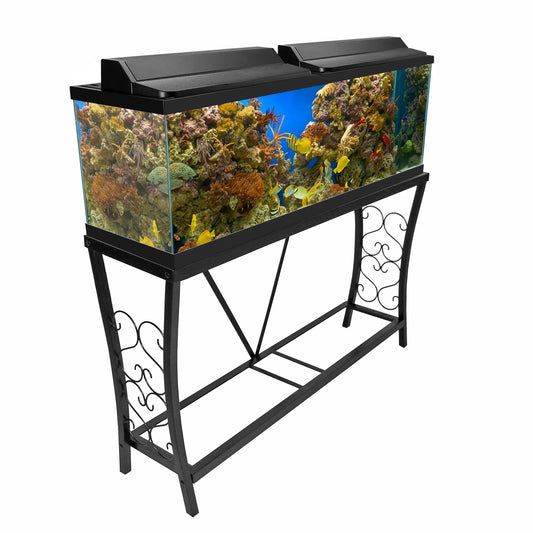 "Transform Your Tank with the Aquatic Fundamentals 55 Gallon Black Metal Aquarium Stand!"