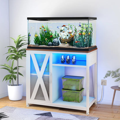 🌟 Transform Your Aquarium Setup! 🌊 Dextrus Metal Fish Tank Stand with Power Outlets & LED Light - Perfect for 40-50 Gallon Tanks! 💡🛠️ Supports up to 880LBS! Stylish Gray & Black Design! 🐠✨ #AquariumLife #DextrusStand