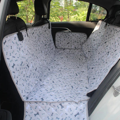 Back Seat Cover for Dogs - Cute Seat Protector, Bone Pattern, Oxford Fabric