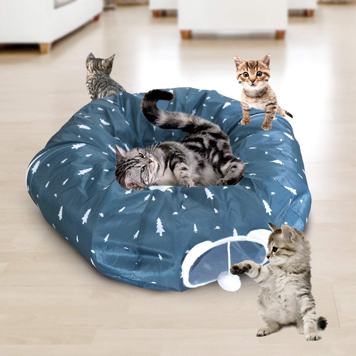 🐾🎉 Ultimate Fun for Your Furry Friends! 🌙 Introducing the AUOON Cat Tunnel Bed - a cozy playground with a central mat! Perfect for kittens, puppies, rabbits, and more! 🐱🐶💙 #PetPlaytime #CatLovers #HappyPets