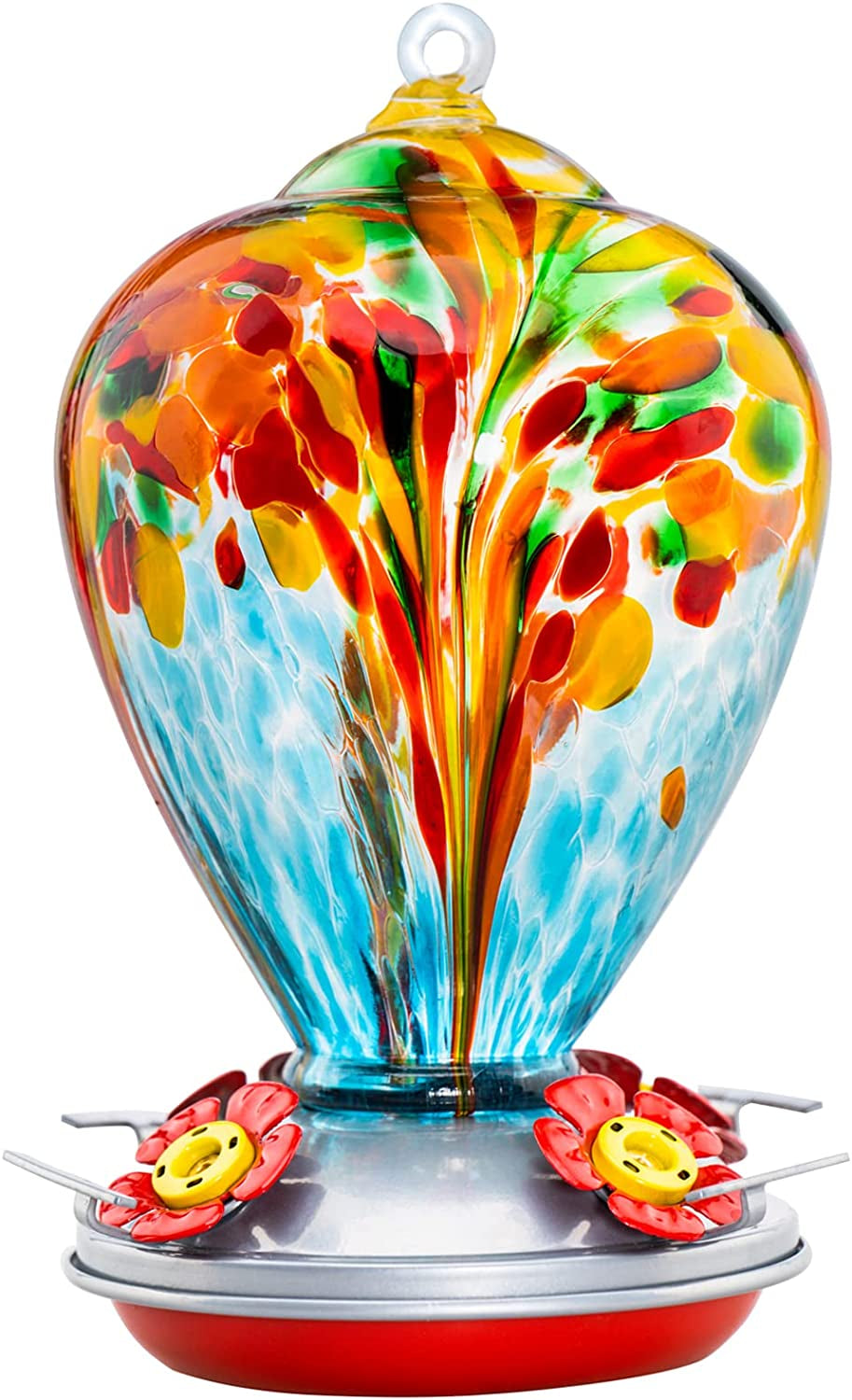 🌺 Brighten Mom's Day with this Stunning 34OZ Hand Blown Glass Hummingbird Feeder! Perfect for Outdoor Decor & Comes with an Ant Moat! 🐦💖 #GiftsForMom #HummingbirdLove #BackyardBliss