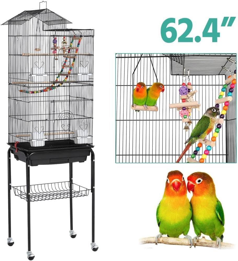 "🐦✨ Elevate Your Feathered Friend's Home! Check out the Yaheetech 64-Inch Open Top Bird Cage - Perfect for Parrots, Lovebirds, and Budgies! 🐥💕 #BirdCage #PetLovers #HappyBirds"