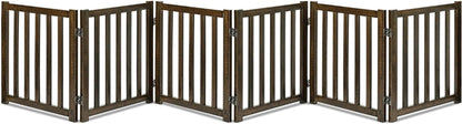 "Keep Your Furry Friends Safe with the Stylish LZRS Freestanding Hardwood Pet Gate! 🐾✨ Perfect for Doorways & Stairs - 24" Height, 2 Panels of Natural Wood! #PetSafety #HomeDecor"