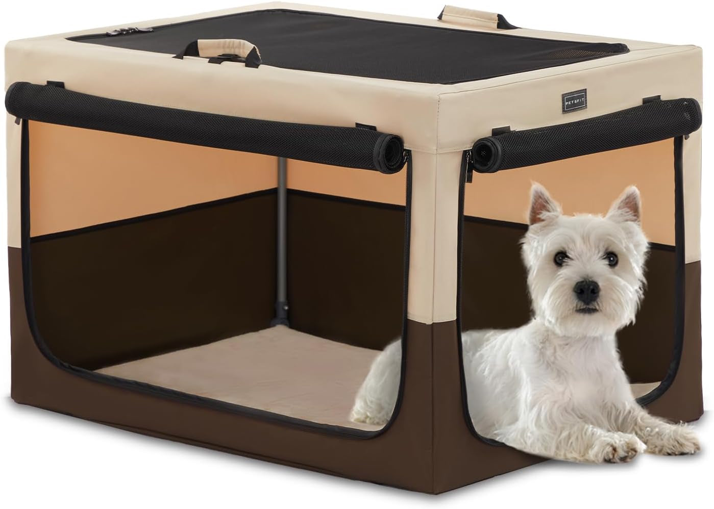 "🐾 Travel in Style with the Petsfit 24" Soft Dog Crate! 🐶✨ Adjustable, Chew-Proof Mesh Windows & Cozy Mat – Perfect for Indoor & Outdoor Adventures! 🏕️🖤 #PetTravel #DogLovers"