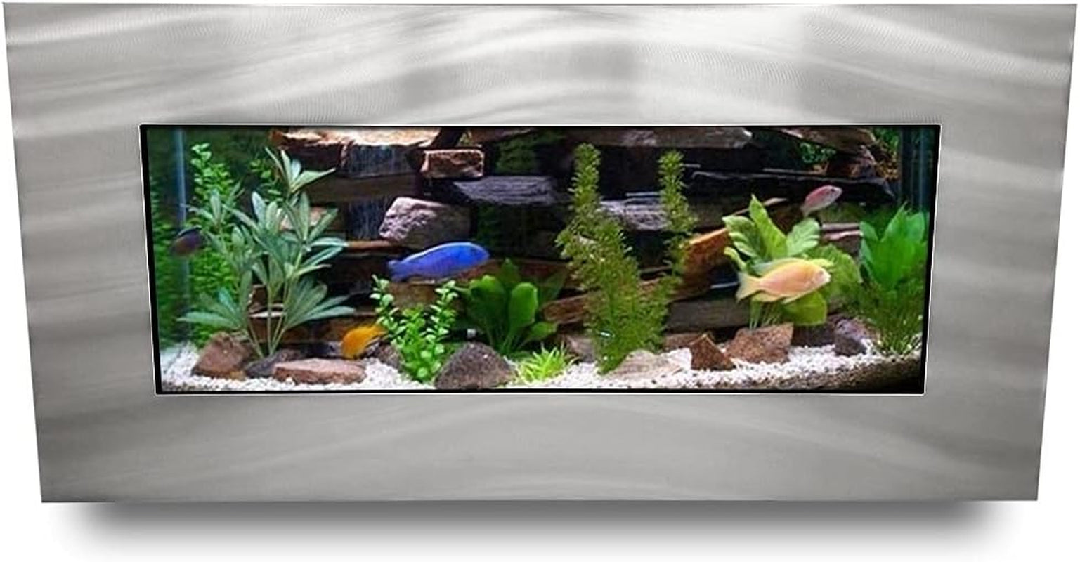 "Transform Your Space with the Stunning Aussie Aquariums 2.0 Wall Mounted Skyline Aquarium in Sleek Silver Stainless Steel!"