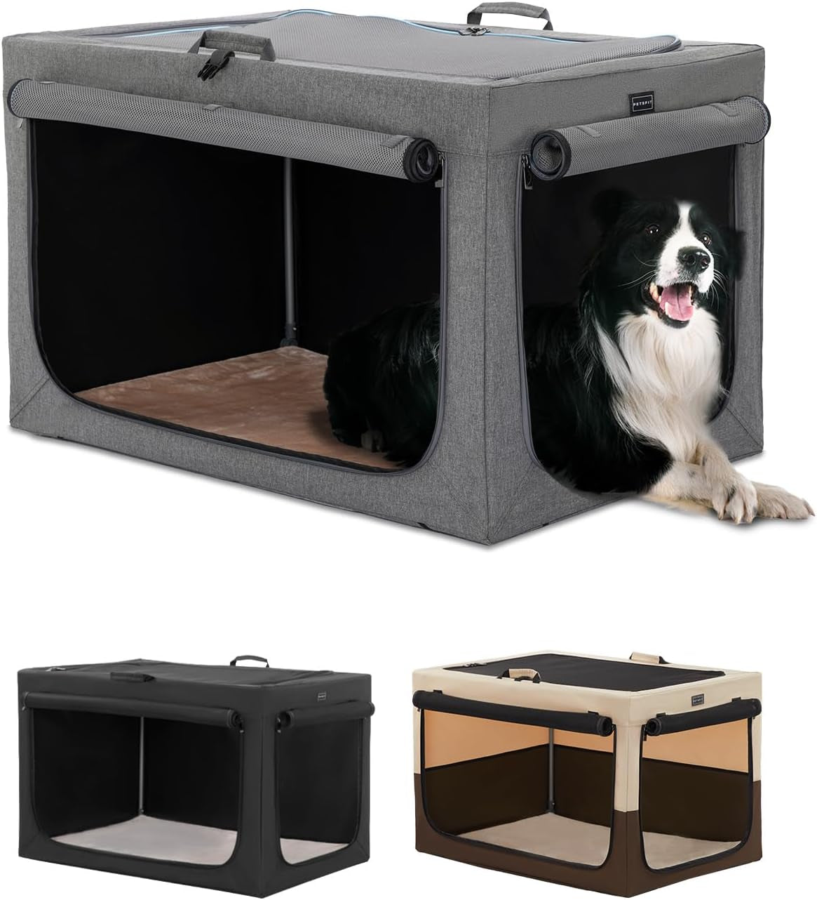 "🐾 Travel in Style with the Petsfit 24" Soft Dog Crate! 🐶✨ Adjustable, Chew-Proof Mesh Windows & Cozy Mat – Perfect for Indoor & Outdoor Adventures! 🏕️🖤 #PetTravel #DogLovers"