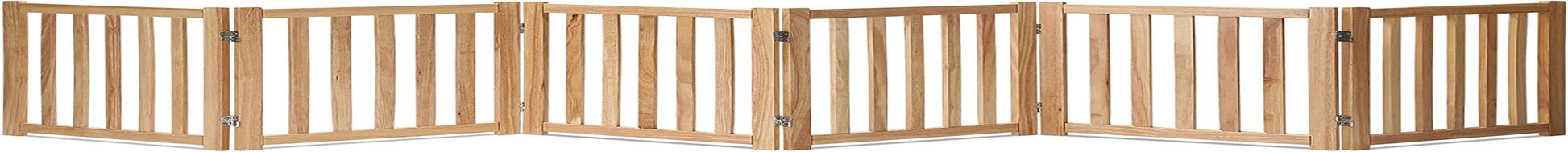 "Keep Your Furry Friends Safe with the Stylish LZRS Freestanding Hardwood Pet Gate! 🐾✨ Perfect for Doorways & Stairs - 24" Height, 2 Panels of Natural Wood! #PetSafety #HomeDecor"