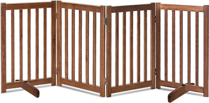 "Keep Your Furry Friends Safe with the Stylish LZRS Freestanding Hardwood Pet Gate! 🐾✨ Perfect for Doorways & Stairs - 24" Height, 2 Panels of Natural Wood! #PetSafety #HomeDecor"