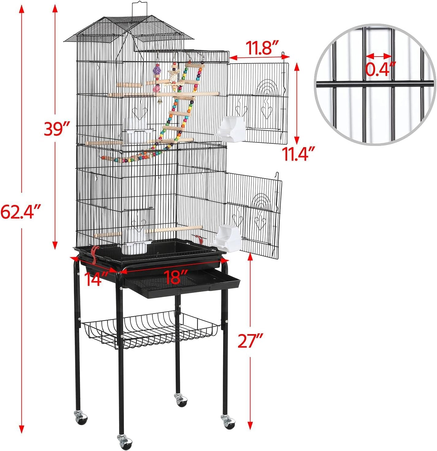 "🐦✨ Elevate Your Feathered Friend's Home! Check out the Yaheetech 64-Inch Open Top Bird Cage - Perfect for Parrots, Lovebirds, and Budgies! 🐥💕 #BirdCage #PetLovers #HappyBirds"