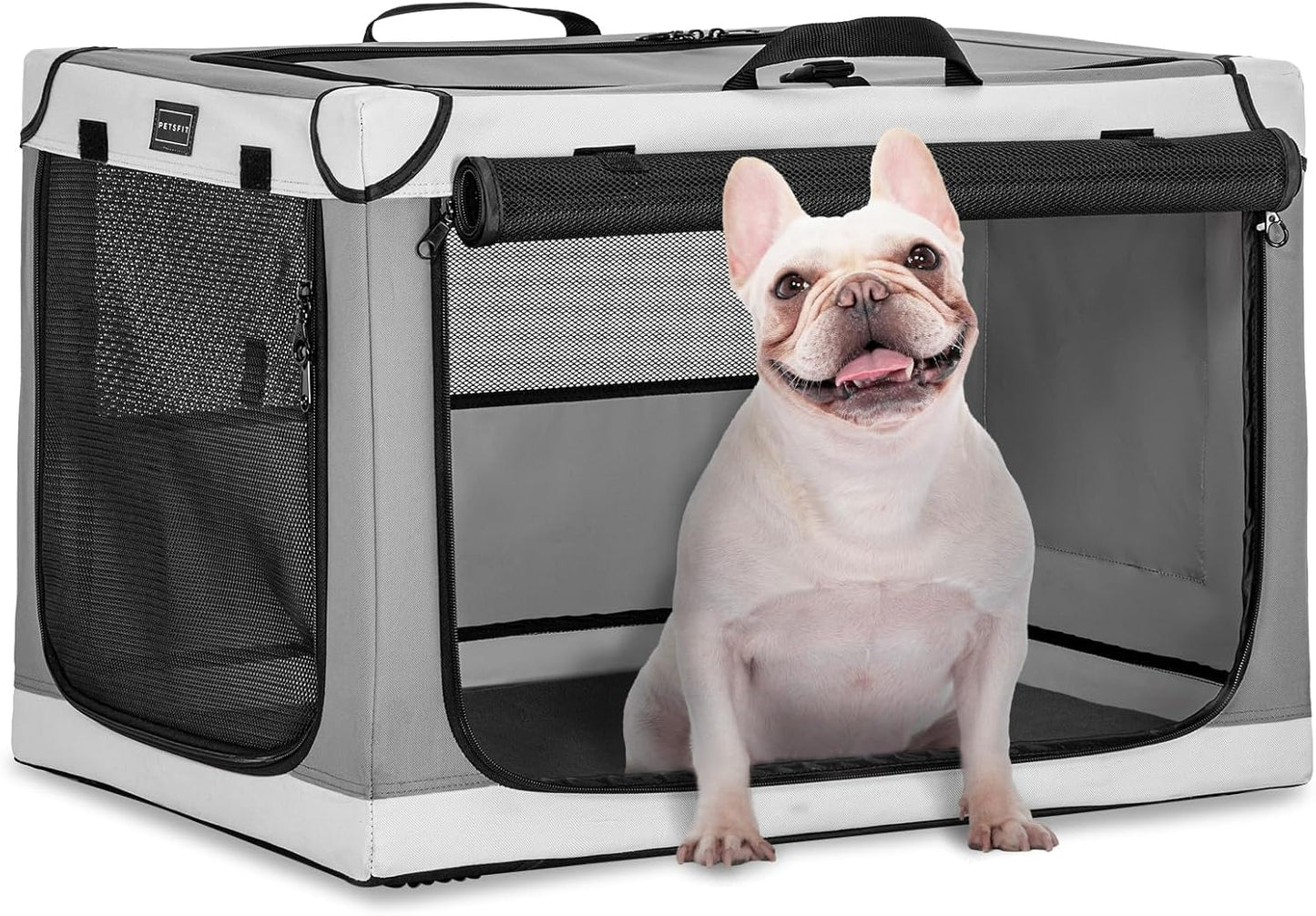 "🐾 Travel in Style with the Petsfit 24" Soft Dog Crate! 🐶✨ Adjustable, Chew-Proof Mesh Windows & Cozy Mat – Perfect for Indoor & Outdoor Adventures! 🏕️🖤 #PetTravel #DogLovers"