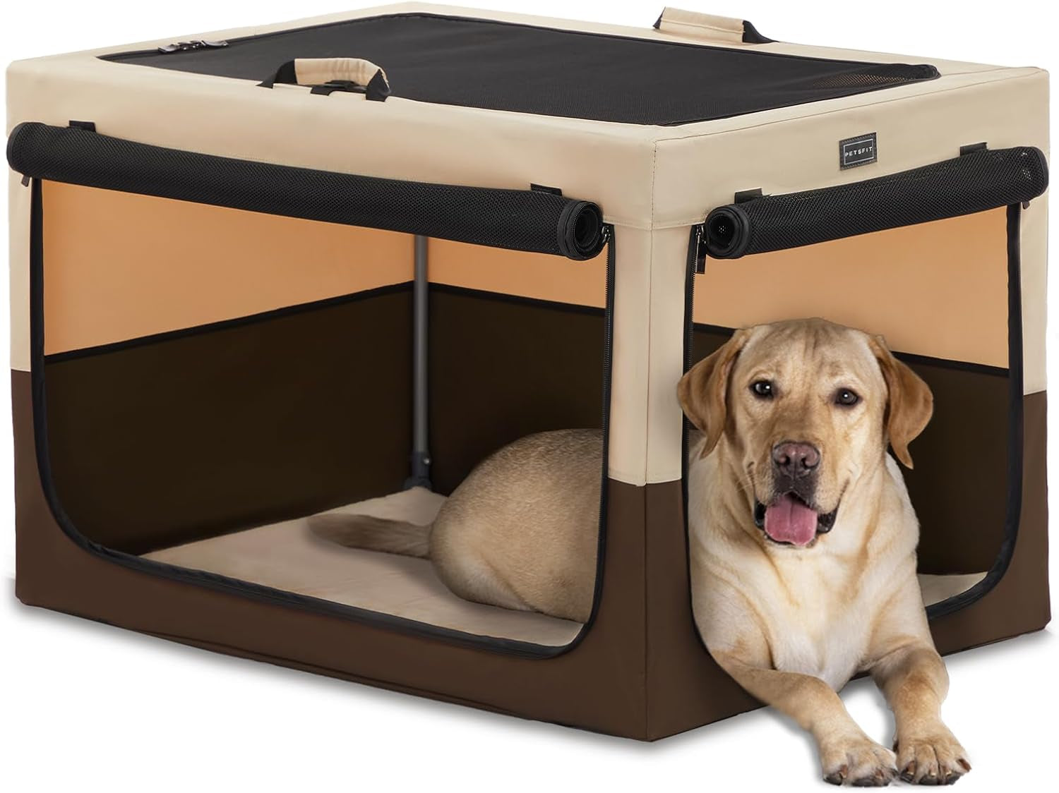 "🐾 Travel in Style with the Petsfit 24" Soft Dog Crate! 🐶✨ Adjustable, Chew-Proof Mesh Windows & Cozy Mat – Perfect for Indoor & Outdoor Adventures! 🏕️🖤 #PetTravel #DogLovers"