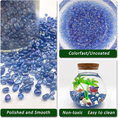 ✨ Transform Your Aquatic Oasis! 🌊 BXI 2.2 Lbs of Vibrant Blue Sea Glass Gravel - Perfect for Fish Tanks, Fairy Gardens, & Potted Plants! 💙 #AquariumDecor #HomeGarden #VaseFiller