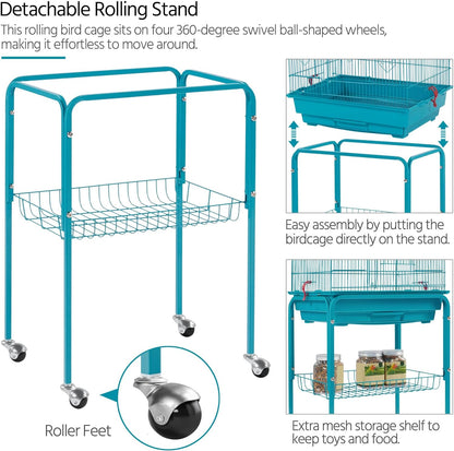 "🏡✨ Elevate Your Feathered Friends' Home! Check out this 64'' Open Top Metal Bird Cage with Rolling Stand - Perfect for Lovebirds, Finches, and Cockatiels! 🦜❤️ #BirdCage #PetLovers"