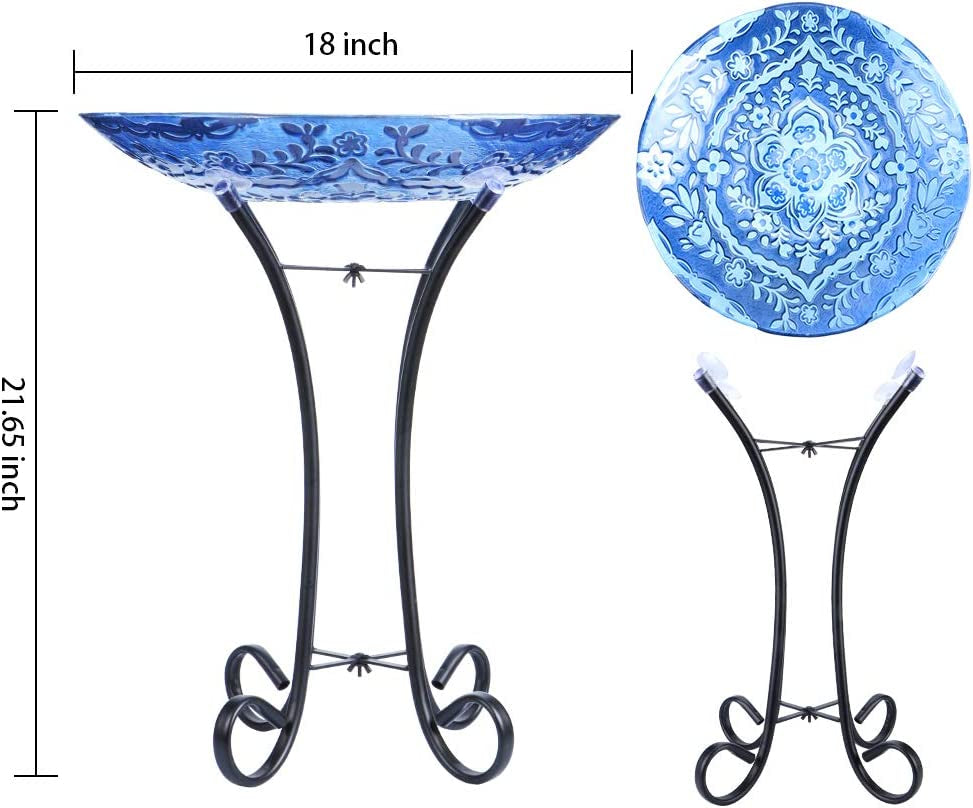 "Transform Your Garden with the Stunning MUMTOP Outdoor Glass Birdbath! 🌼🕊️ Perfect for Lawn & Yard Decor - 18” Dia & 21.65” Tall!"