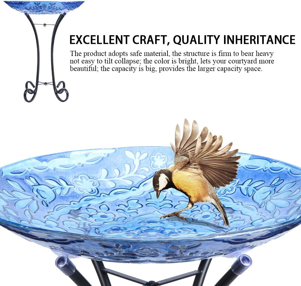 "Transform Your Garden with the Stunning MUMTOP Outdoor Glass Birdbath! 🌼🕊️ Perfect for Lawn & Yard Decor - 18” Dia & 21.65” Tall!"