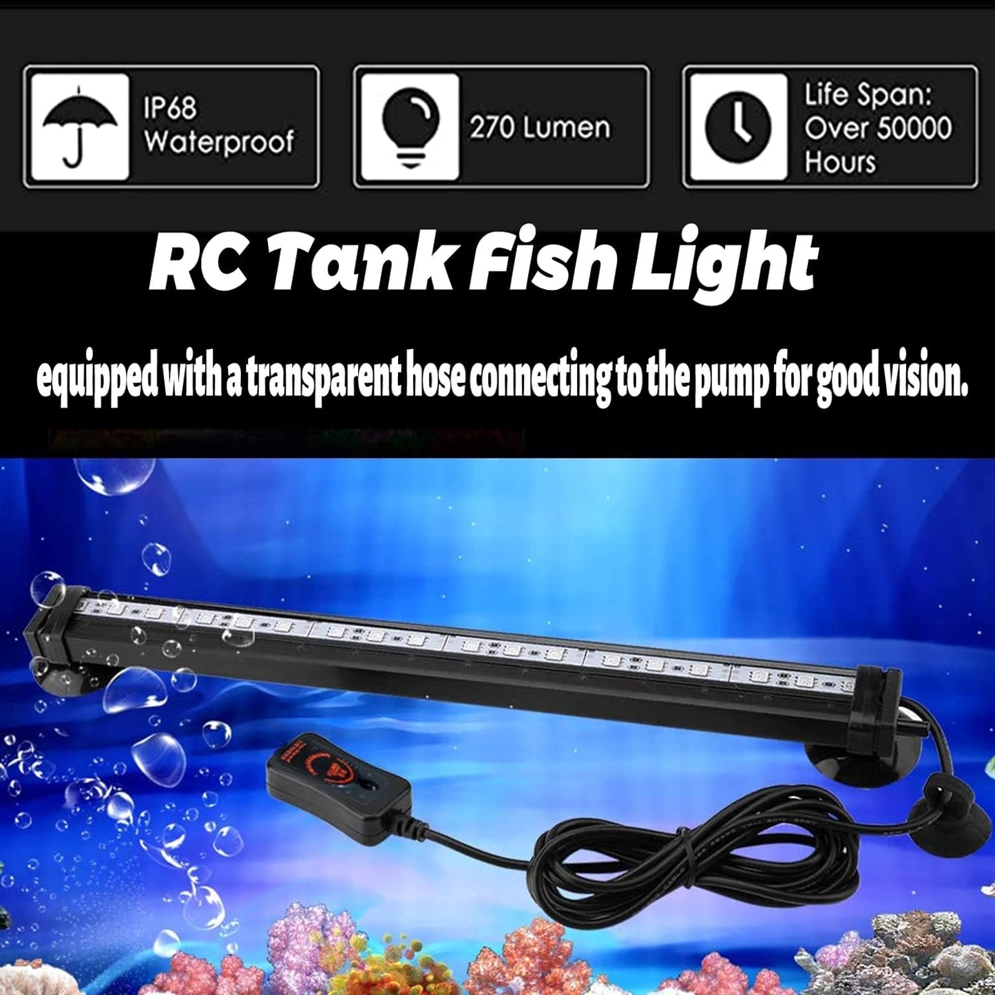 "Transform Your Aquarium with the HCDMRE LED Fish Tank Light! 🌈✨ Submersible, Waterproof & Color Changing - Control it All with a Remote! 🐠💧"