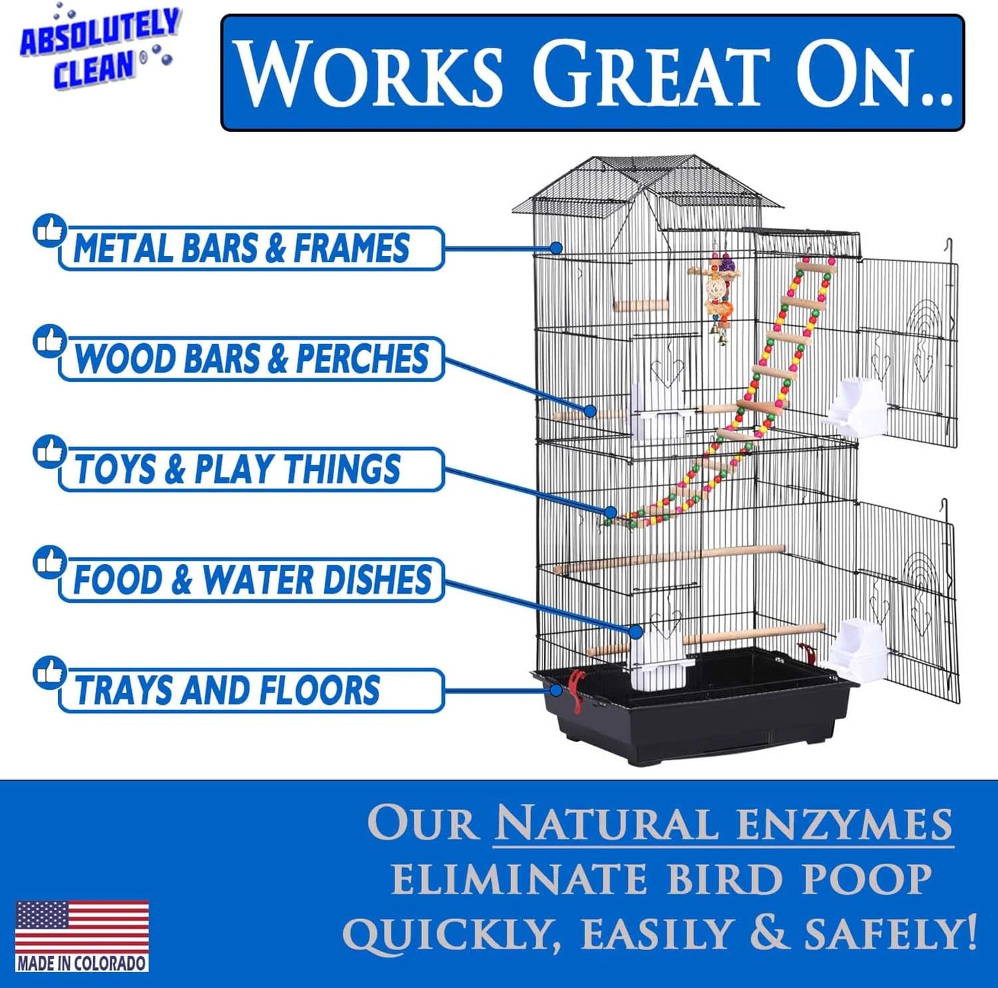 🌟 Say Goodbye to Bird Messes! 🐦✨ Our Amazing Bird Cage Cleaner & Deodorizer is a breeze to use—just spray and wipe! 🌿🇺🇸 Made in the USA, this 16oz pack of 2 makes cleaning quick and easy! 🧼💚 #BirdCare #CleanHome