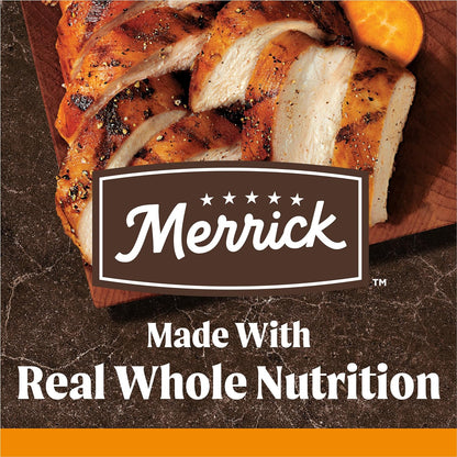 🐾 Give your pup the best with Merrick Premium Grain Free Dog Food! 🐶🥗 Made with real chicken & sweet potato, this wholesome kibble is perfect for your furry friend. 🥳✨ 22 lbs of tail-wagging goodness! #DogFood #GrainFree #HappyPets