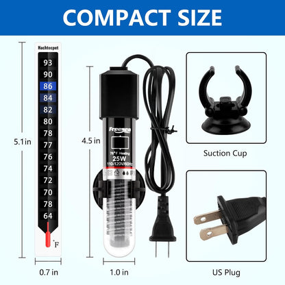 🌊 Keep Your Fish Cozy! 🐠 Check Out Our FREESEA 25W Submersible Aquarium Heater - Perfect for 1-5 Gallon Tanks! 🐢✨ #AquariumLife #FishTankHeater