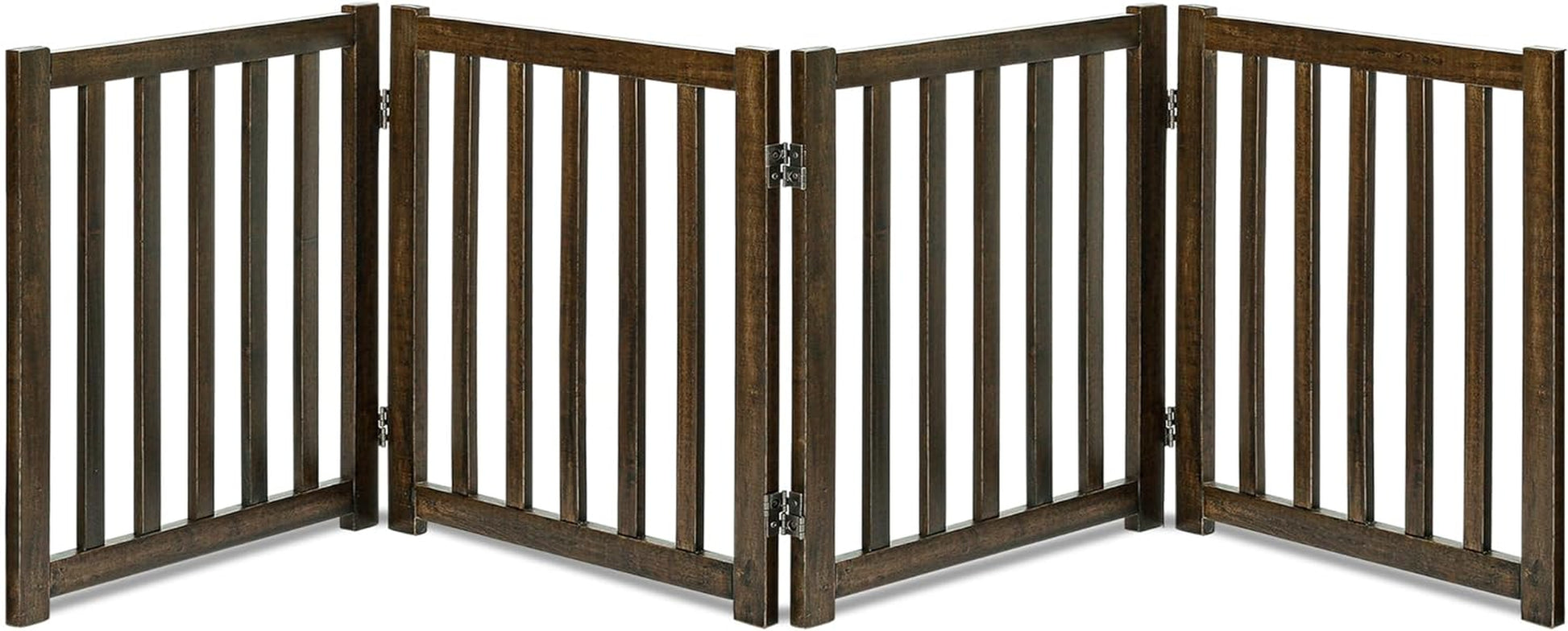 "Keep Your Furry Friends Safe with the Stylish LZRS Freestanding Hardwood Pet Gate! 🐾✨ Perfect for Doorways & Stairs - 24" Height, 2 Panels of Natural Wood! #PetSafety #HomeDecor"