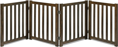 "Keep Your Furry Friends Safe with the Stylish LZRS Freestanding Hardwood Pet Gate! 🐾✨ Perfect for Doorways & Stairs - 24" Height, 2 Panels of Natural Wood! #PetSafety #HomeDecor"