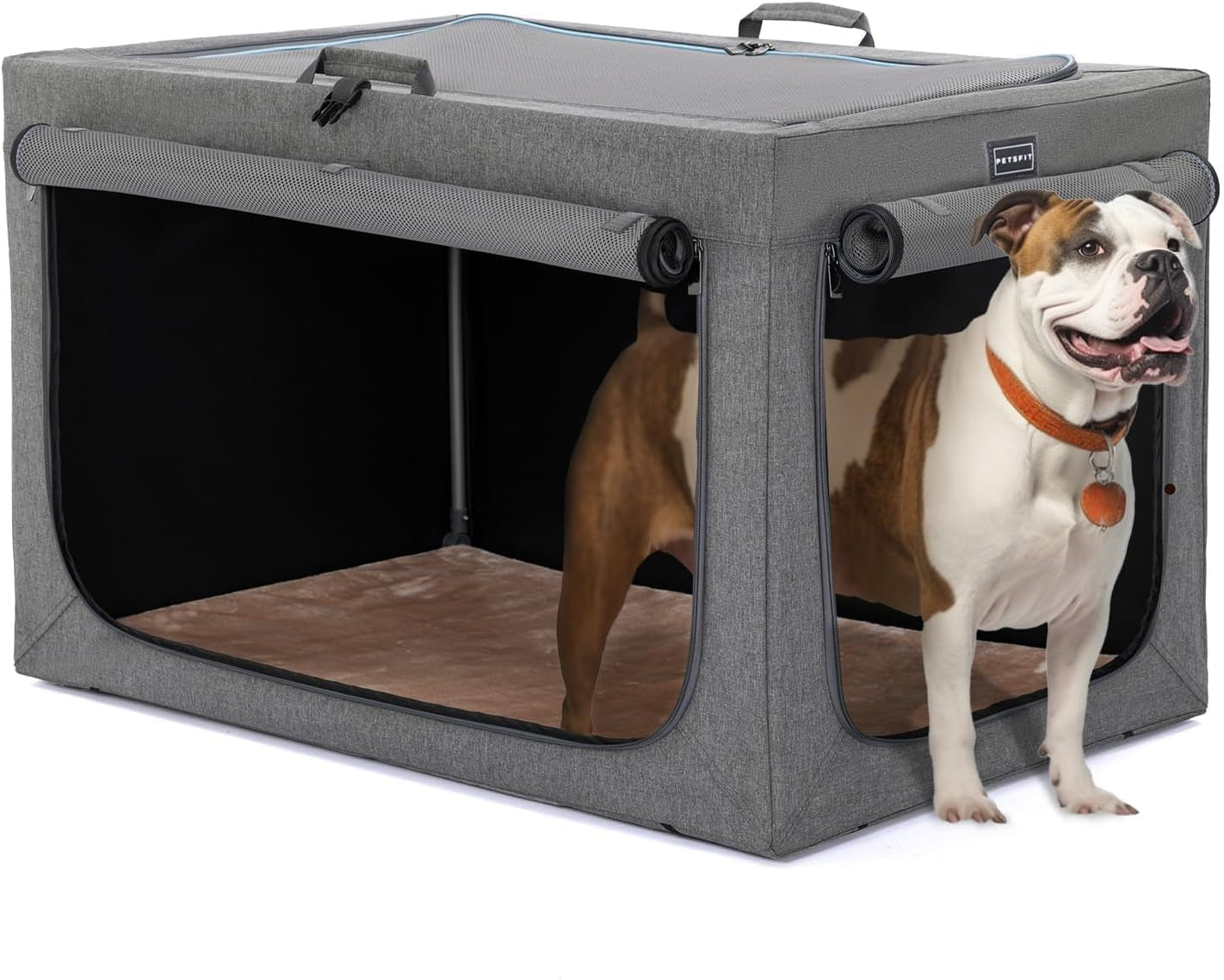 "🐾 Travel in Style with the Petsfit 24" Soft Dog Crate! 🐶✨ Adjustable, Chew-Proof Mesh Windows & Cozy Mat – Perfect for Indoor & Outdoor Adventures! 🏕️🖤 #PetTravel #DogLovers"