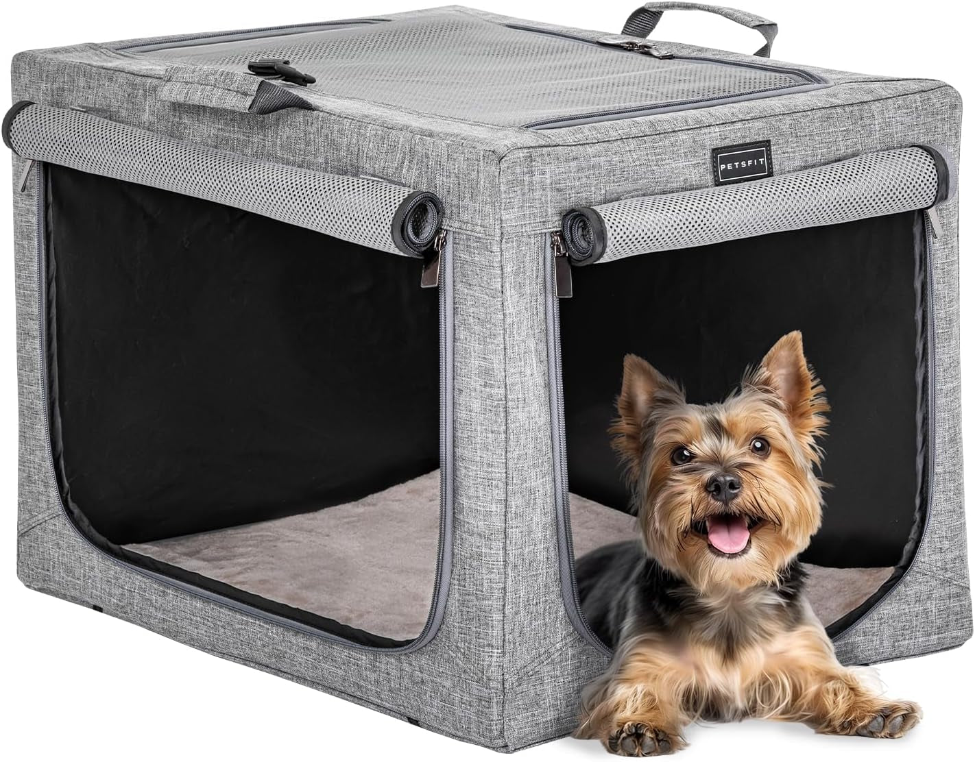 "🐾 Travel in Style with the Petsfit 24" Soft Dog Crate! 🐶✨ Adjustable, Chew-Proof Mesh Windows & Cozy Mat – Perfect for Indoor & Outdoor Adventures! 🏕️🖤 #PetTravel #DogLovers"