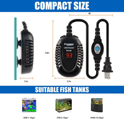 🌊🐢 Keep your aquatic friends cozy with the FREESEA 50W Aquarium Heater! Perfect for Betta, saltwater, and freshwater tanks (1-10 gallons) with adjustable temp control! 🐟💧 #AquariumLife #FishTankHeater