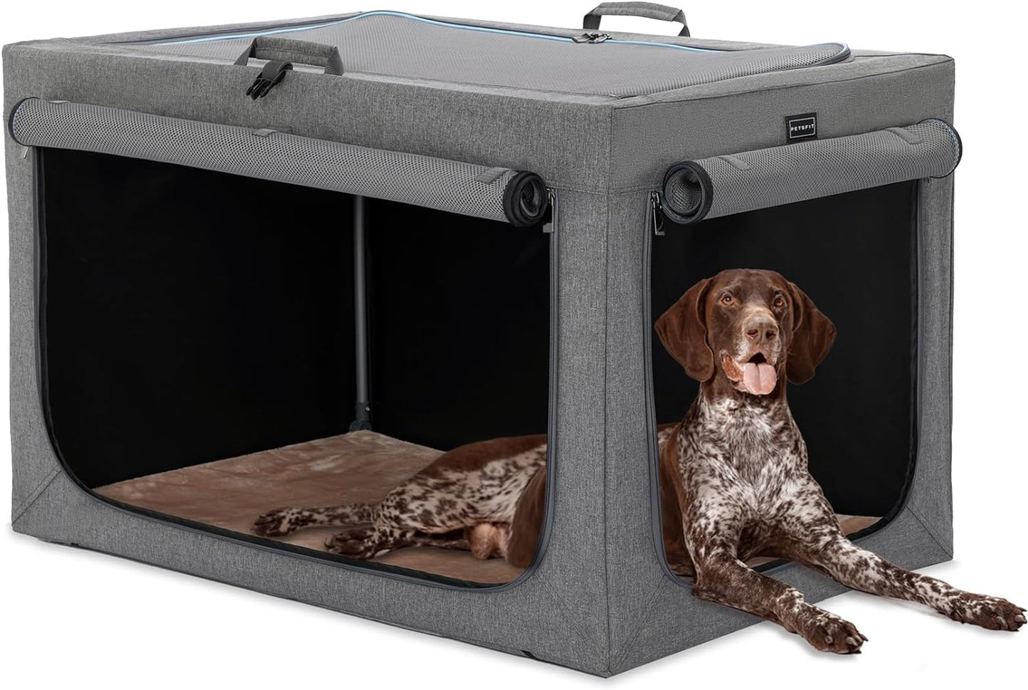 "🐾 Travel in Style with the Petsfit 24" Soft Dog Crate! 🐶✨ Adjustable, Chew-Proof Mesh Windows & Cozy Mat – Perfect for Indoor & Outdoor Adventures! 🏕️🖤 #PetTravel #DogLovers"