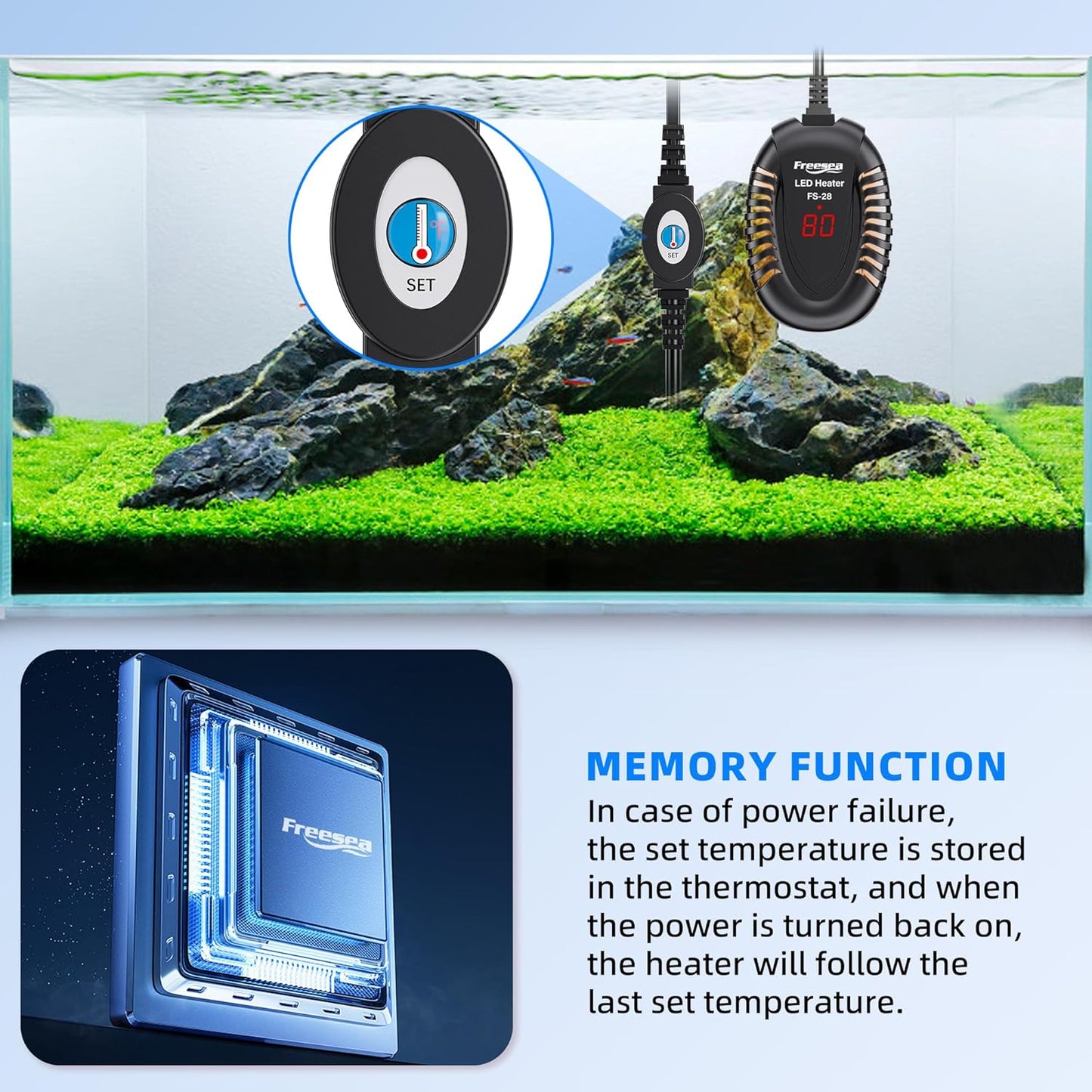 🌊🐢 Keep your aquatic friends cozy with the FREESEA 50W Aquarium Heater! Perfect for Betta, saltwater, and freshwater tanks (1-10 gallons) with adjustable temp control! 🐟💧 #AquariumLife #FishTankHeater