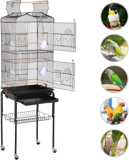 🌟🦜 Elevate Your Feathered Friends' Lifestyle! Check out the Yaheetech 64-Inch Open Top Bird Cage with Rolling Stand - Perfect for Parrots, Lovebirds, Finches & More! 🐦✨ #BirdLovers #PetCage #HappyBirds