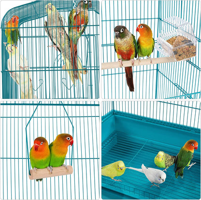 "🏡✨ Elevate Your Feathered Friends' Home! Check out this 64'' Open Top Metal Bird Cage with Rolling Stand - Perfect for Lovebirds, Finches, and Cockatiels! 🦜❤️ #BirdCage #PetLovers"