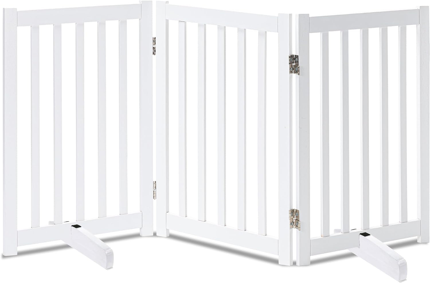 "Keep Your Furry Friends Safe with the Stylish LZRS Freestanding Hardwood Pet Gate! 🐾✨ Perfect for Doorways & Stairs - 24" Height, 2 Panels of Natural Wood! #PetSafety #HomeDecor"