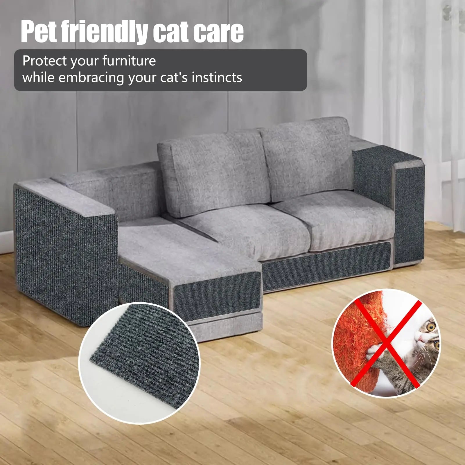 Cat Scratching Mat Cat Carpet with Self-Adhesive Trimmable Cat Scratching Post Carpet, Cat Scratch Furniture Protector