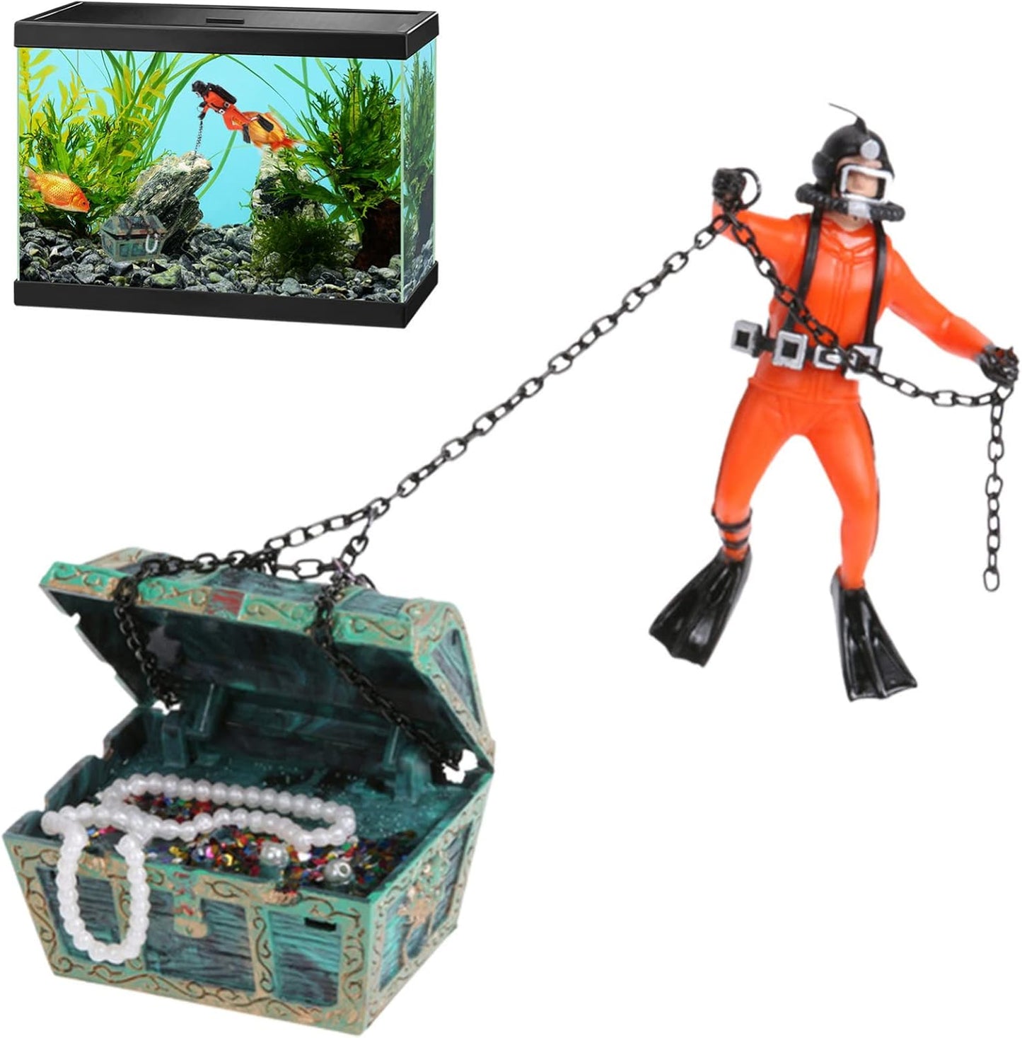 🌊🐠 Dive into fun with our Action Aquarium Treasure Chest Diver! 💦✨ This floating bubbler brings life to your fish tank with vibrant movement! 🐟💖 #AquariumDecor #FishTankFun