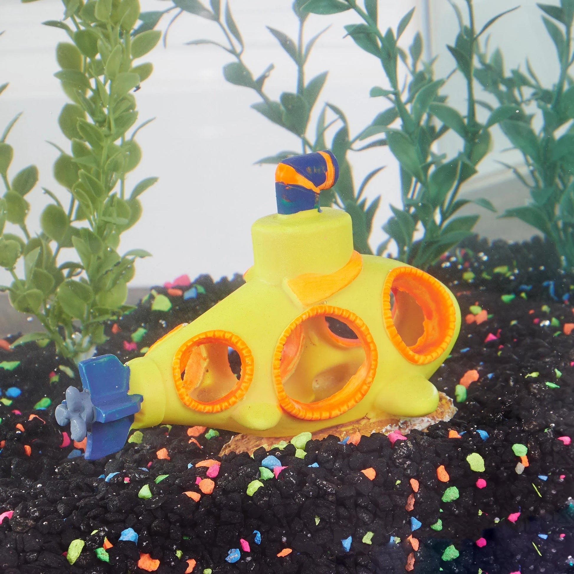 "🌟 Dive into Fun with the Aqua Culture Yellow Submarine! 🐠✨ Glow in the Dark Aquarium Ornament!"