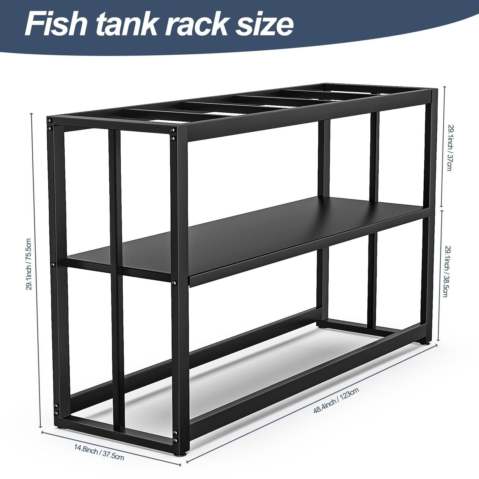 Fizgot Black Fish Tank Stand Metal Aquarium Stand 55-75 Gallon Aquarium Turtl...