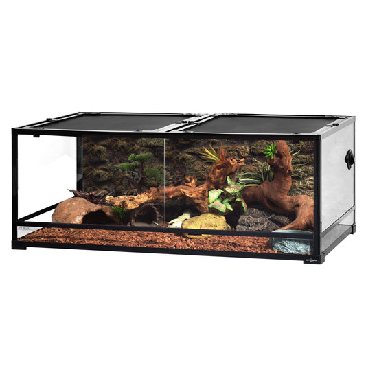 "Upgrade Your Reptile Home! 🦎✨ Check out the REPTI ZOO 90-Gallon Terrarium with Sliding Glass Doors & Screen Ventilation! Perfect for your scaly friends! 🐍🏡 #ReptileLovers #TerrariumGoals"