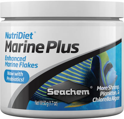 "Boost Your Fish's Health with Seachem Nutridiet Marine Plus Flakes! 🐠✨ Probiotic Formula with Entice - 100G of Pure Goodness!"