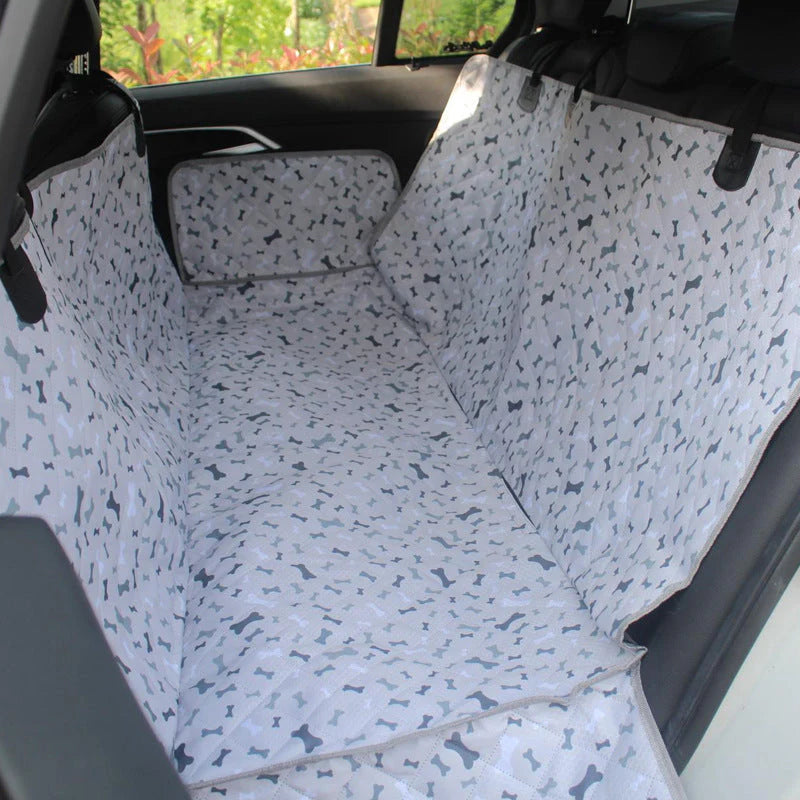 Back Seat Cover for Dogs - Cute Seat Protector, Bone Pattern, Oxford Fabric