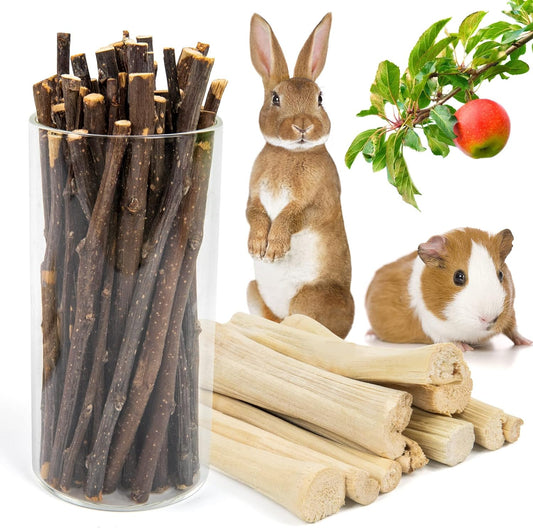 "🧡 Treat Your Furry Friends! 🐹🥕 200G Natural Apple Sticks & 120G Sweet Bamboo Chew Toys for Guinea Pigs, Bunnies, Chinchillas & More! 🐰🌿 #SmallPetLove #ChewToys"