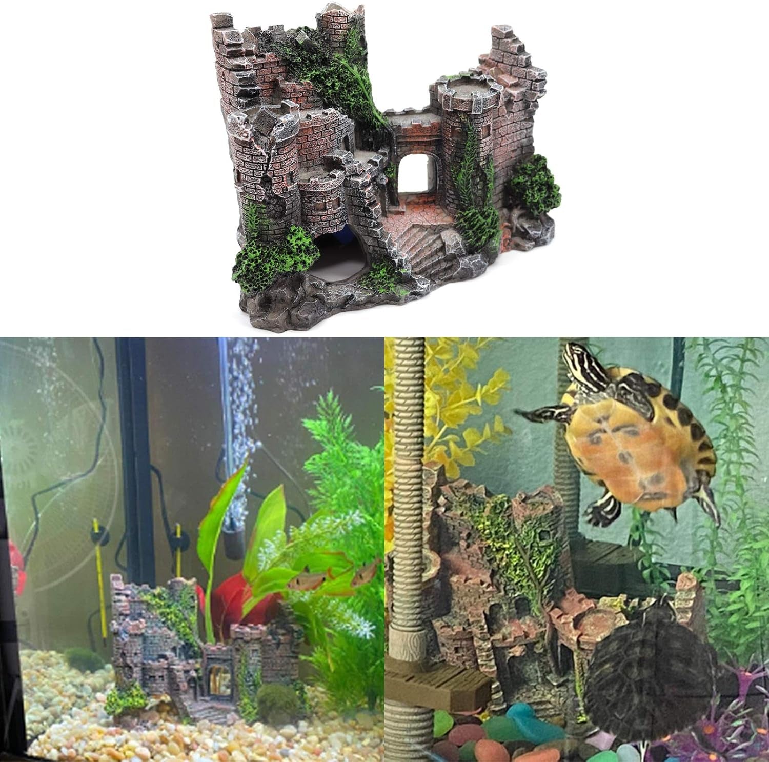 🏰✨ Transform Your Aquarium with Our Stunning Resin Castle Decoration! Perfect Hideout for Betta, Shrimp, and Turtles! 🐠🐢 #AquariumDecor #FishTankAccessories