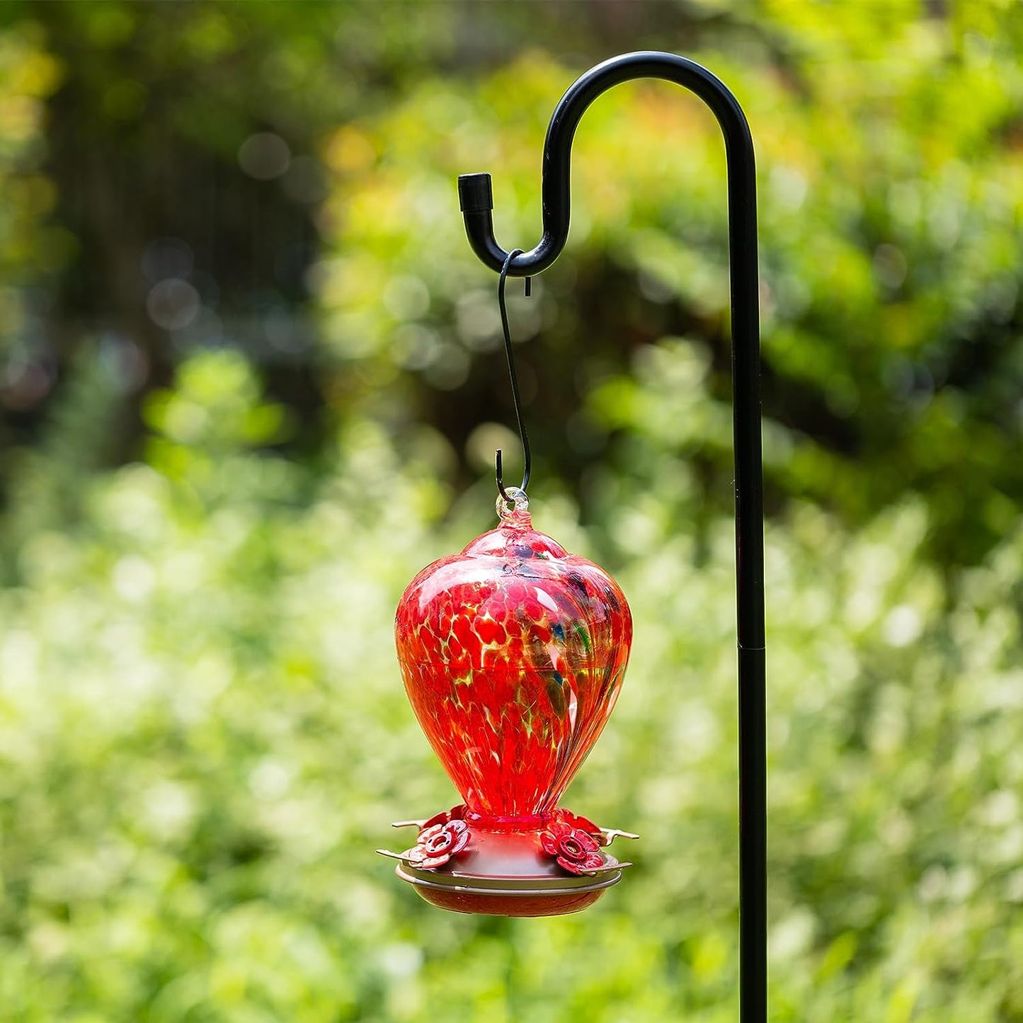 🌺 Brighten Mom's Day with this Stunning 34OZ Hand Blown Glass Hummingbird Feeder! Perfect for Outdoor Decor & Comes with an Ant Moat! 🐦💖 #GiftsForMom #HummingbirdLove #BackyardBliss