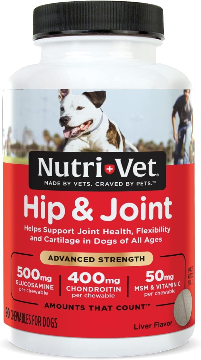 "Give Your Pup the Gift of Mobility! 🐾 Nutri-Vet Advanced Hip & Joint Chews with Glucosamine & Chondroitin - 300 Tablets of Happy, Healthy Joints!"