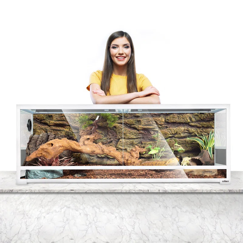 "🏡🐍 Transform Your Space with Our 64 Gallon White Tempered Reptile Terrarium! Easy to Assemble & Perfect for Your Scaly Friends! 🌿✨"