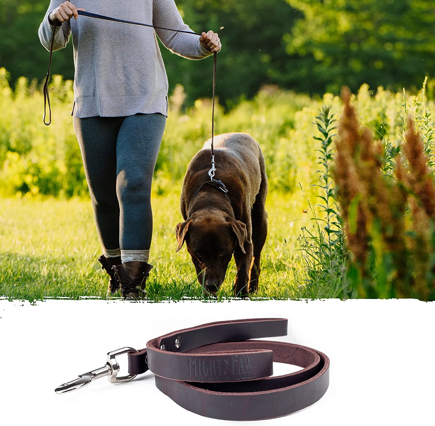 "Unleash Style with the Mighty Paw Leather Dog Leash! 🐾✨ Crafted from genuine distressed leather, this heavy-duty leash is perfect for pups of all sizes. Elevate your walks with a modern touch! 🐶❤️ #DogLovers #PetStyle #MightyPaw"