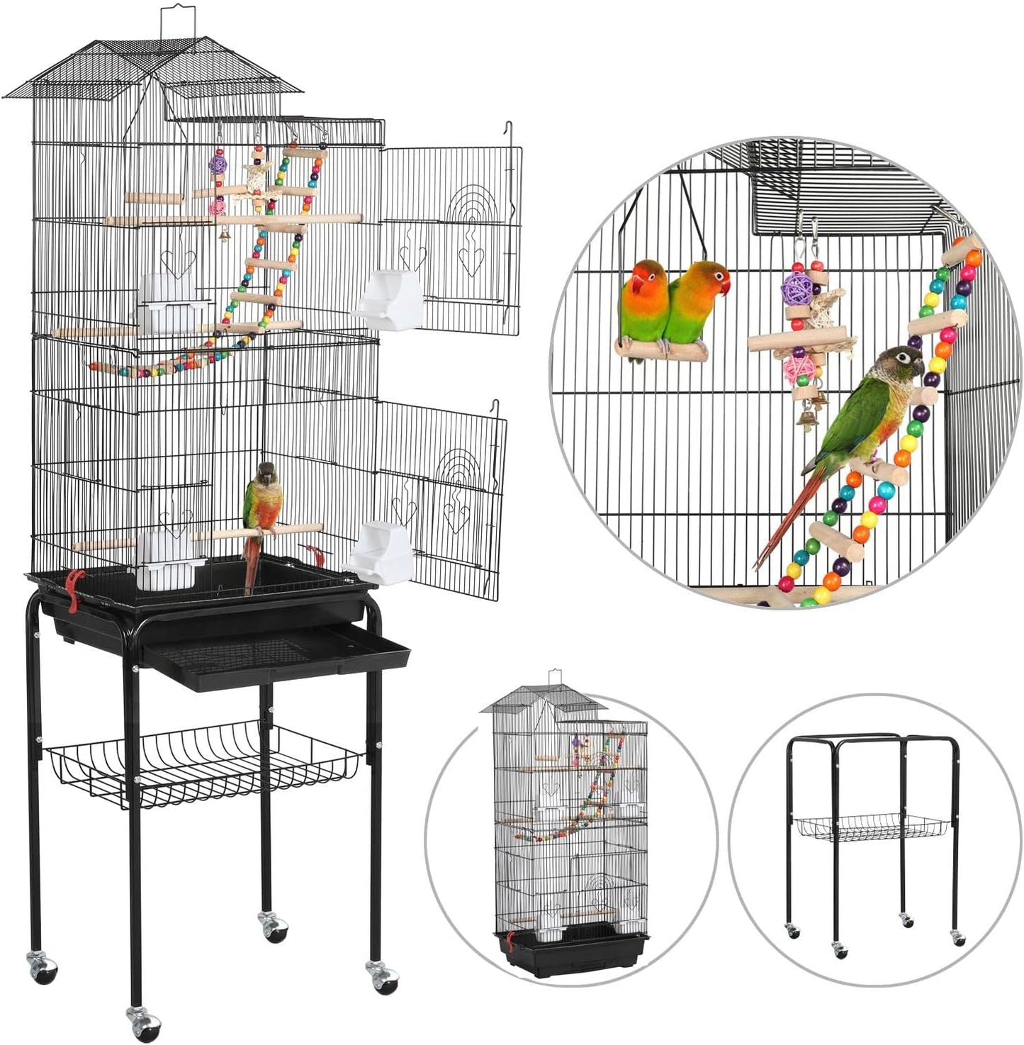 "🐦✨ Elevate Your Feathered Friend's Home! Check out the Yaheetech 64-Inch Open Top Bird Cage - Perfect for Parrots, Lovebirds, and Budgies! 🐥💕 #BirdCage #PetLovers #HappyBirds"