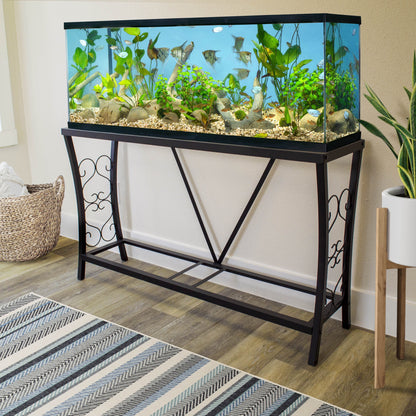 "Transform Your Tank with the Aquatic Fundamentals 55 Gallon Black Metal Aquarium Stand!"